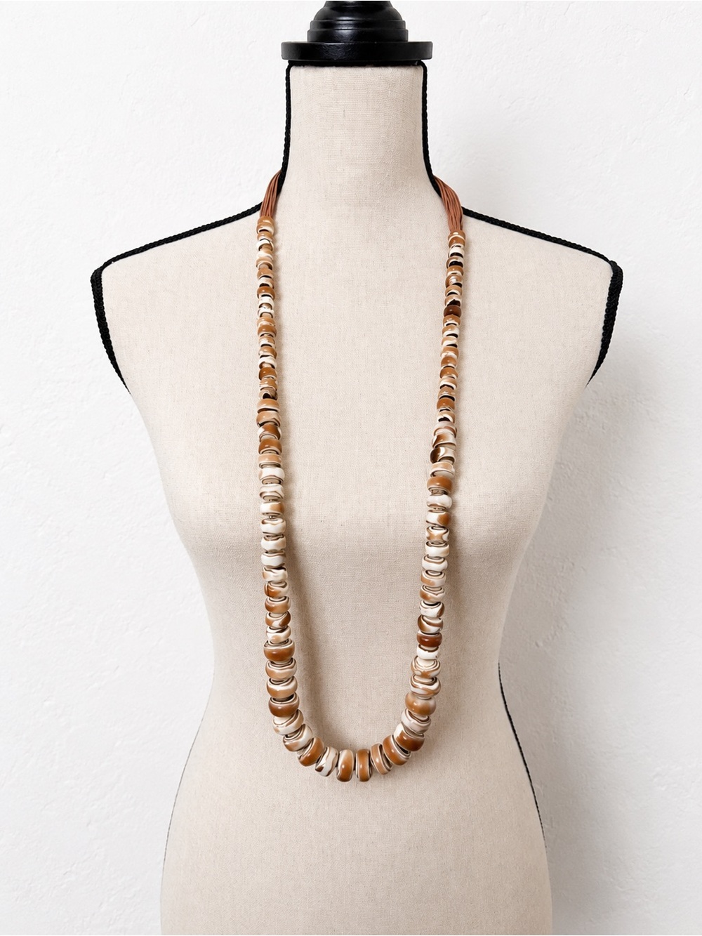Chico’s Graduated Beaded Necklace – Neutral Tones Tassel Statement Necklace
